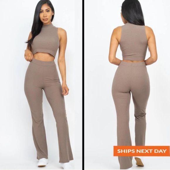 Luxe Feel Mock Neck Two Piece Set - Two Piece Set - Baby Flare - Women's Set - Picture 1 of 3